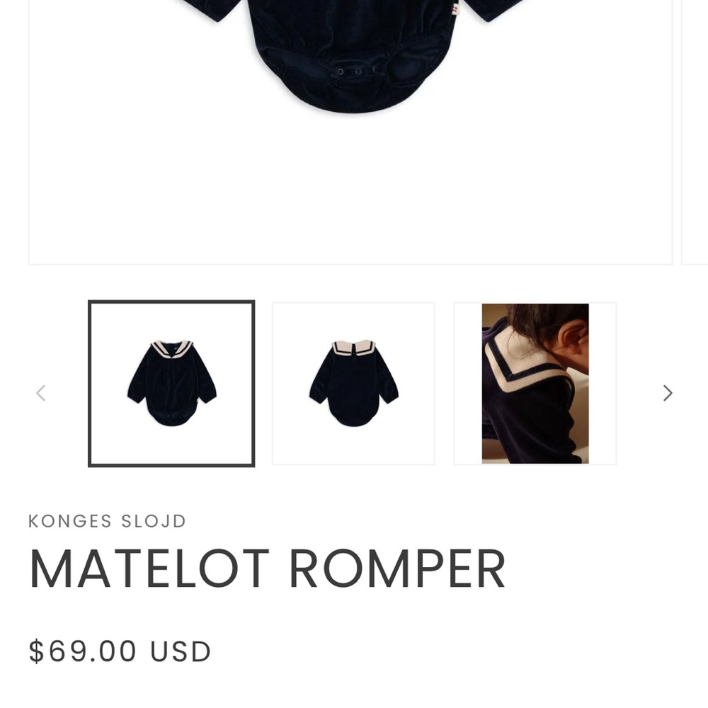 Konges Slojd Matelot Sailor Romper 3M